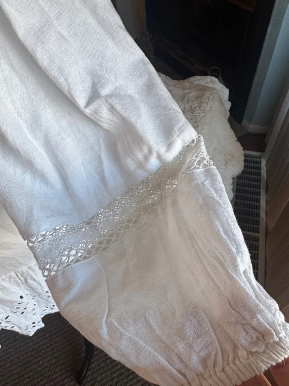 LOFT NWT Romantic Coastal White Eyelet Long Sleeve Boho Chic Mini Dress - Picture 7 of 12